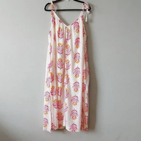 Old Navy Tie Shoulder Floral Sleeveless Maxi Swing Dress Medium Pockets Flowy - Picture 3 of 12